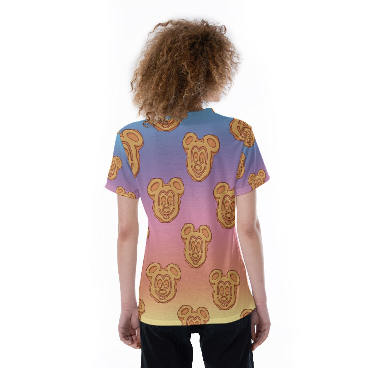 Rainbow Mouse Waffles - Women's Short Sleeve V-Neck T-Shirt
