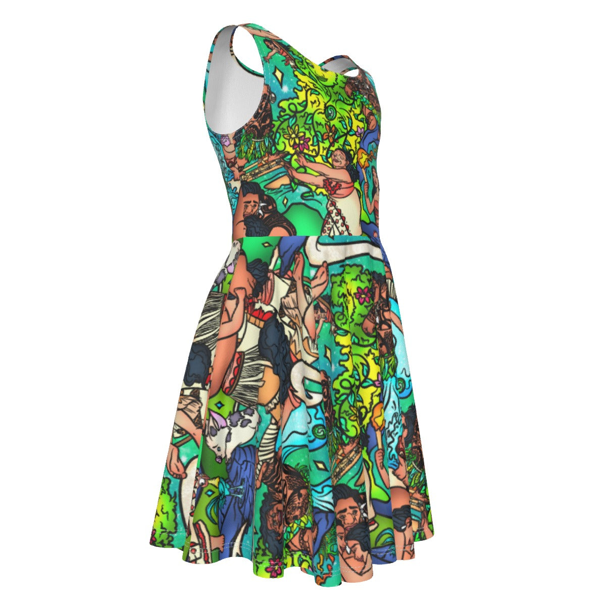 Ocean Voyager Storybook Scenes - Kid's Sleeveless Skater Dress
