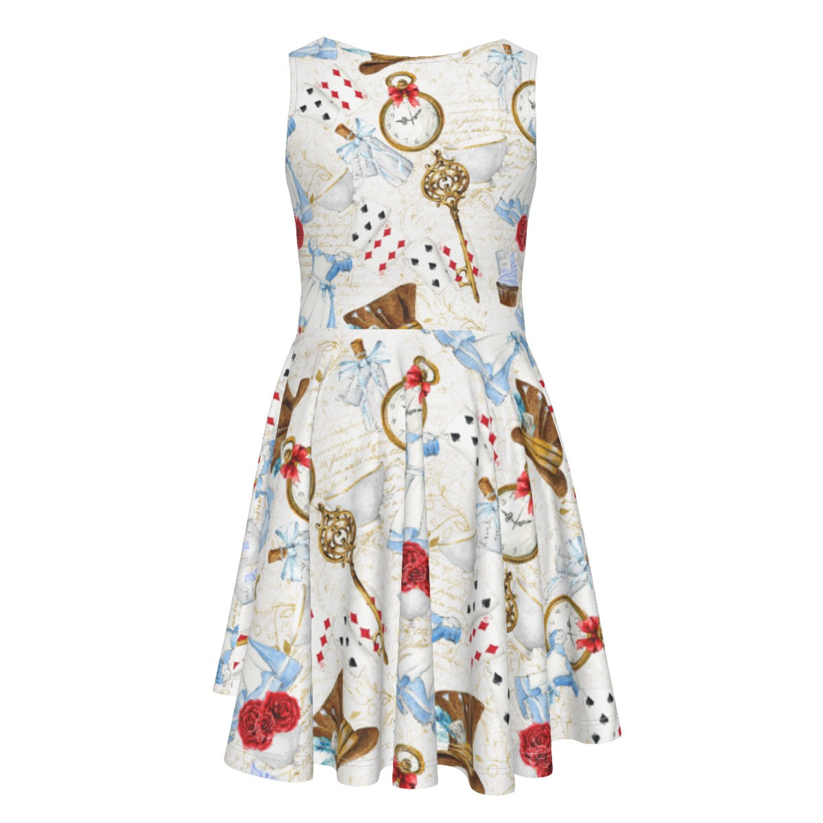 Curious Wonderland Icons- Kid's Sleeveless Skater Dress