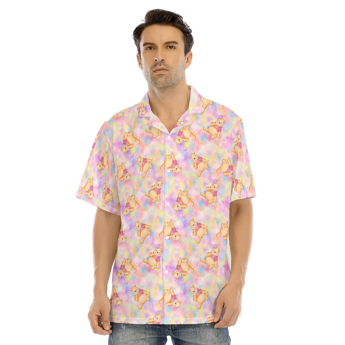 Watercolor Honey Bear - Men's Hawaiian Button Up Shirt