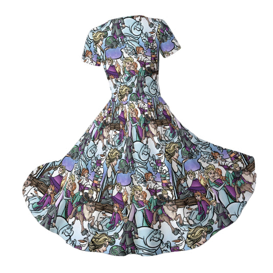 Enchanted Winter Journey - Women's V-Neck Ruched Midi Dress