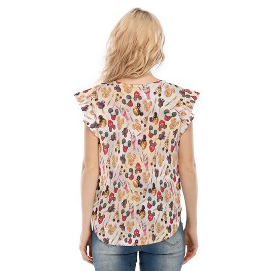 Mouse Snack Treats - Women’s Flutter Sleeve Top