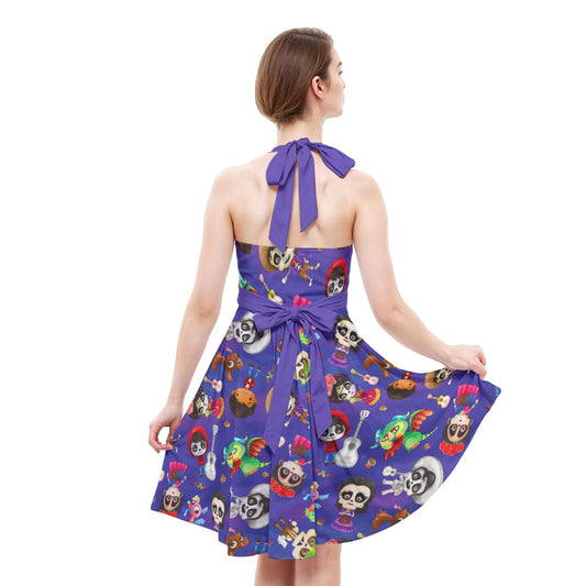 Poco Loco Día de Muertos - Women's Halter Vintage Pocket Dress
