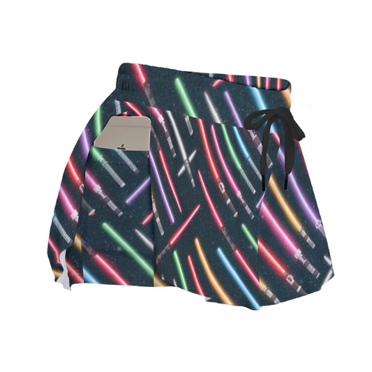 Vibrant Galaxy Sabers - Women's Flowy Pocket Shorts