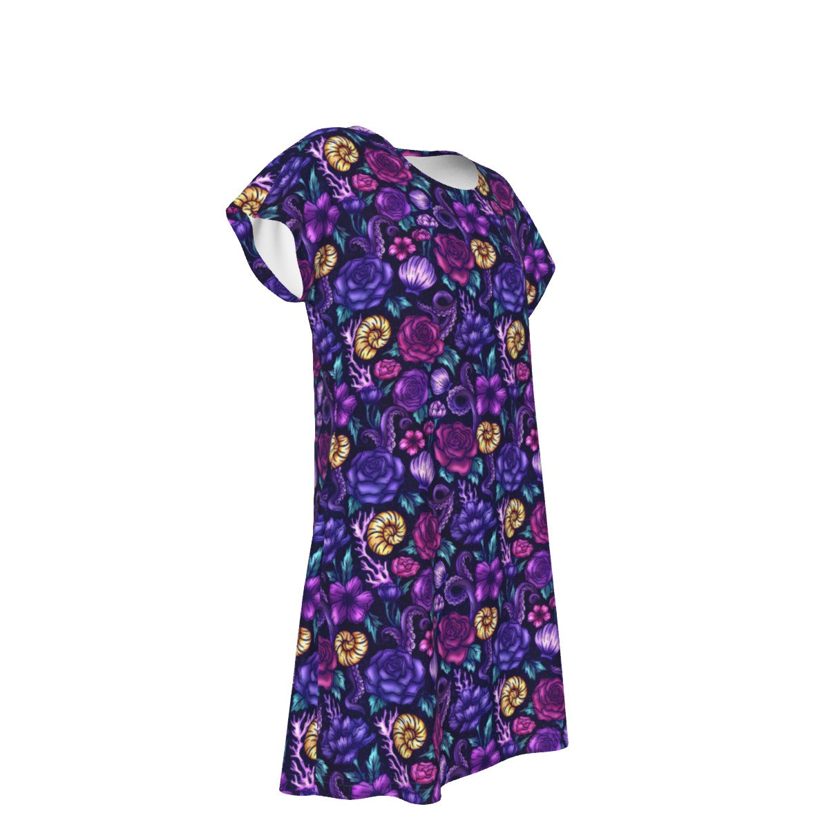 Fairytale Florals – Dark Sea Witch - Women's T-Shirt Dress