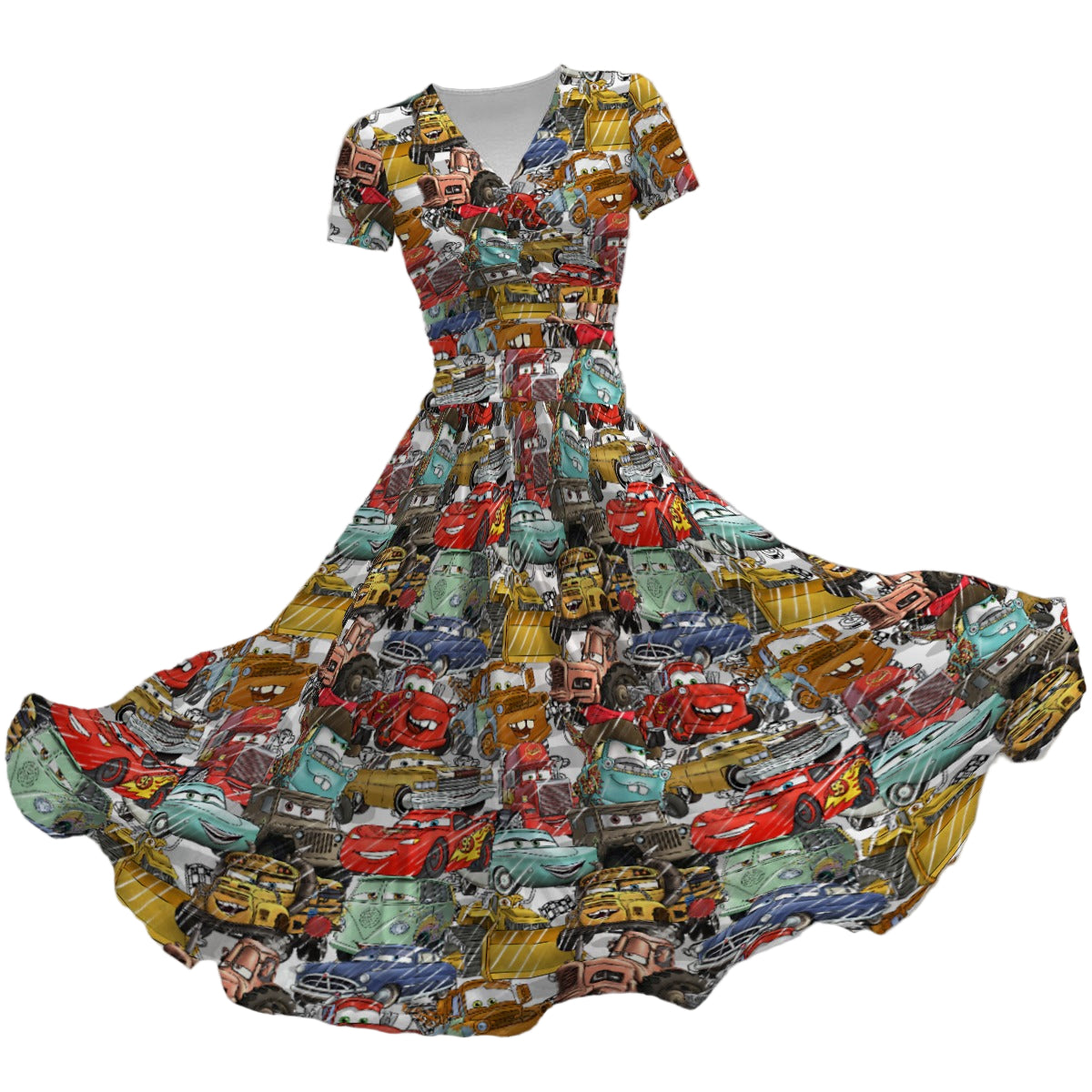 Racing Legends Sketch - Women's V-Neck Ruched Midi Dress