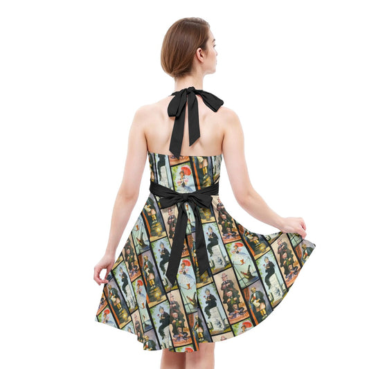 Stretch Room Portraits - Women's Halter Vintage Pocket Dress