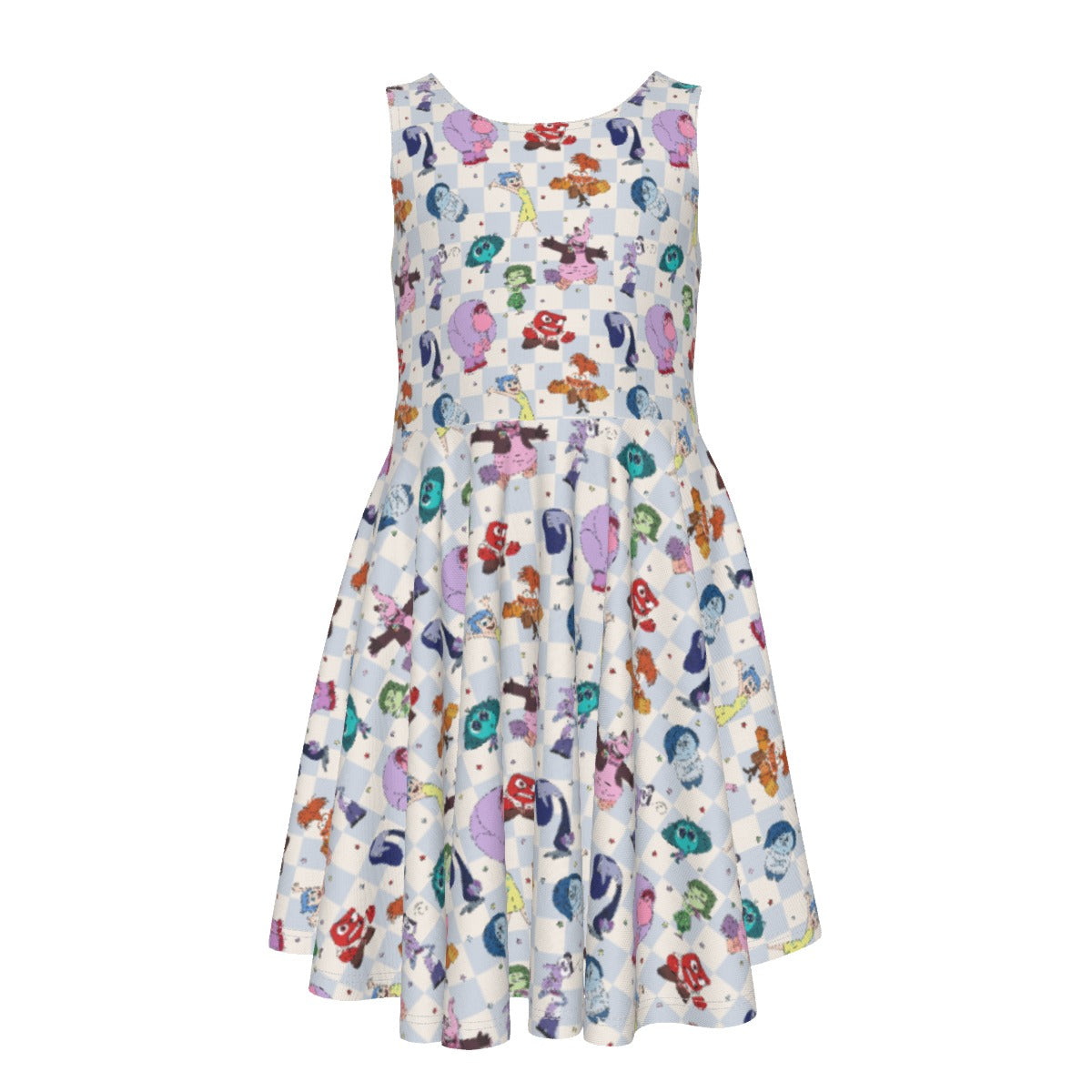 Blue Check Emotional Spectrum - Kid's Sleeveless Skater Dress