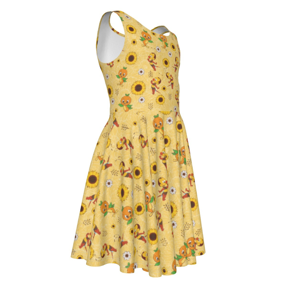 Cheerful Bee & Citrus Bird- Kid's Sleeveless Skater Dress