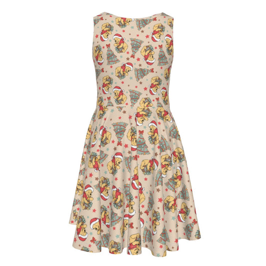 Cozy Bear Holiday Cheer - Kid's Sleeveless Skater Dress