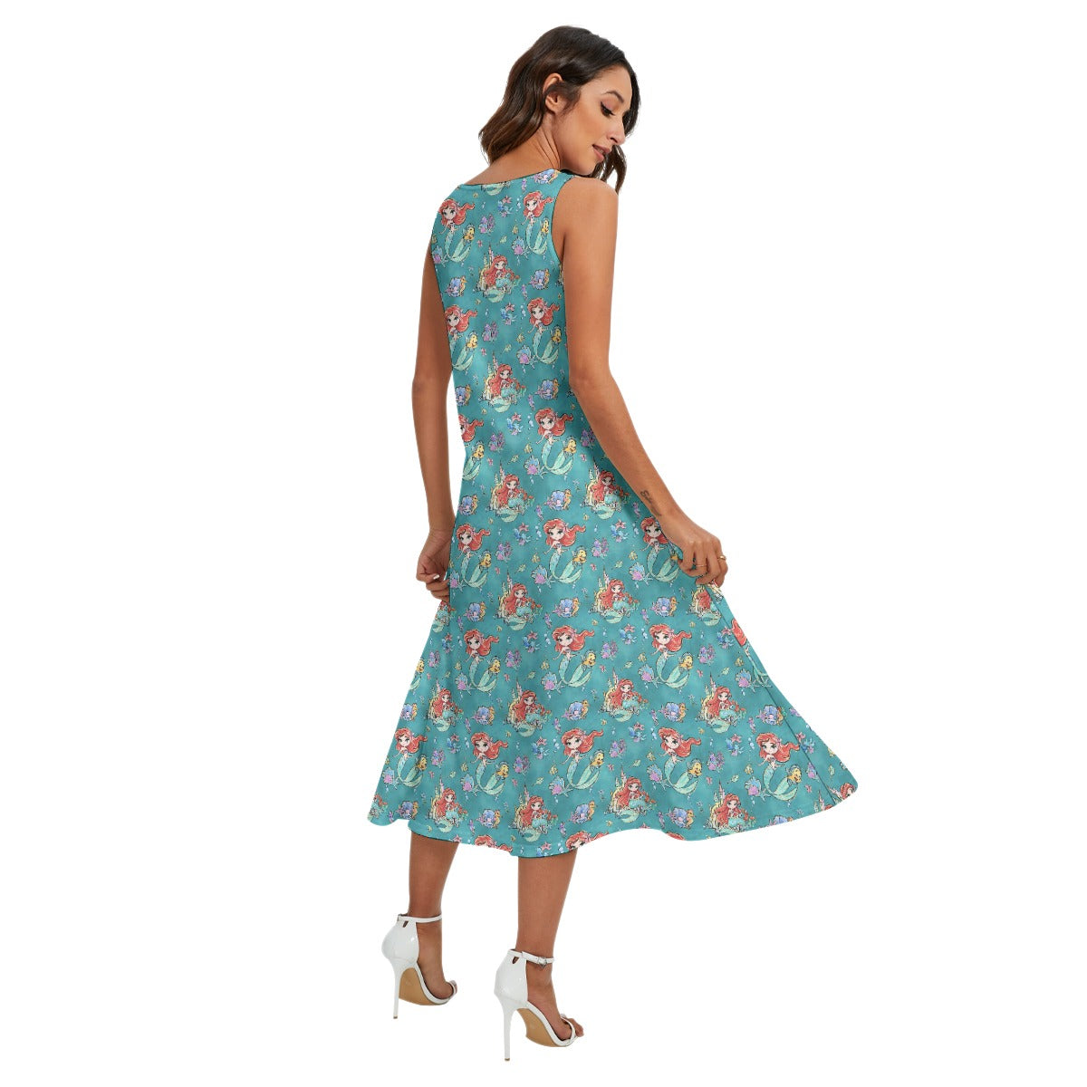 Whimsical Ocean Princess - Women’s Diagonal Pocket Midi Dress