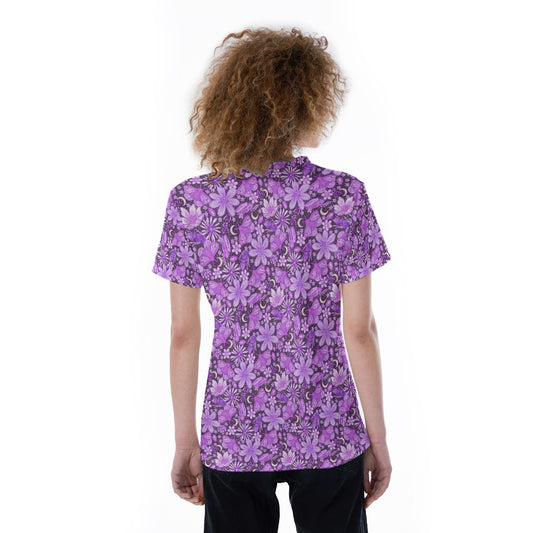 Purple Crystal Moths - Women's Short Sleeve V-Neck T-Shirt