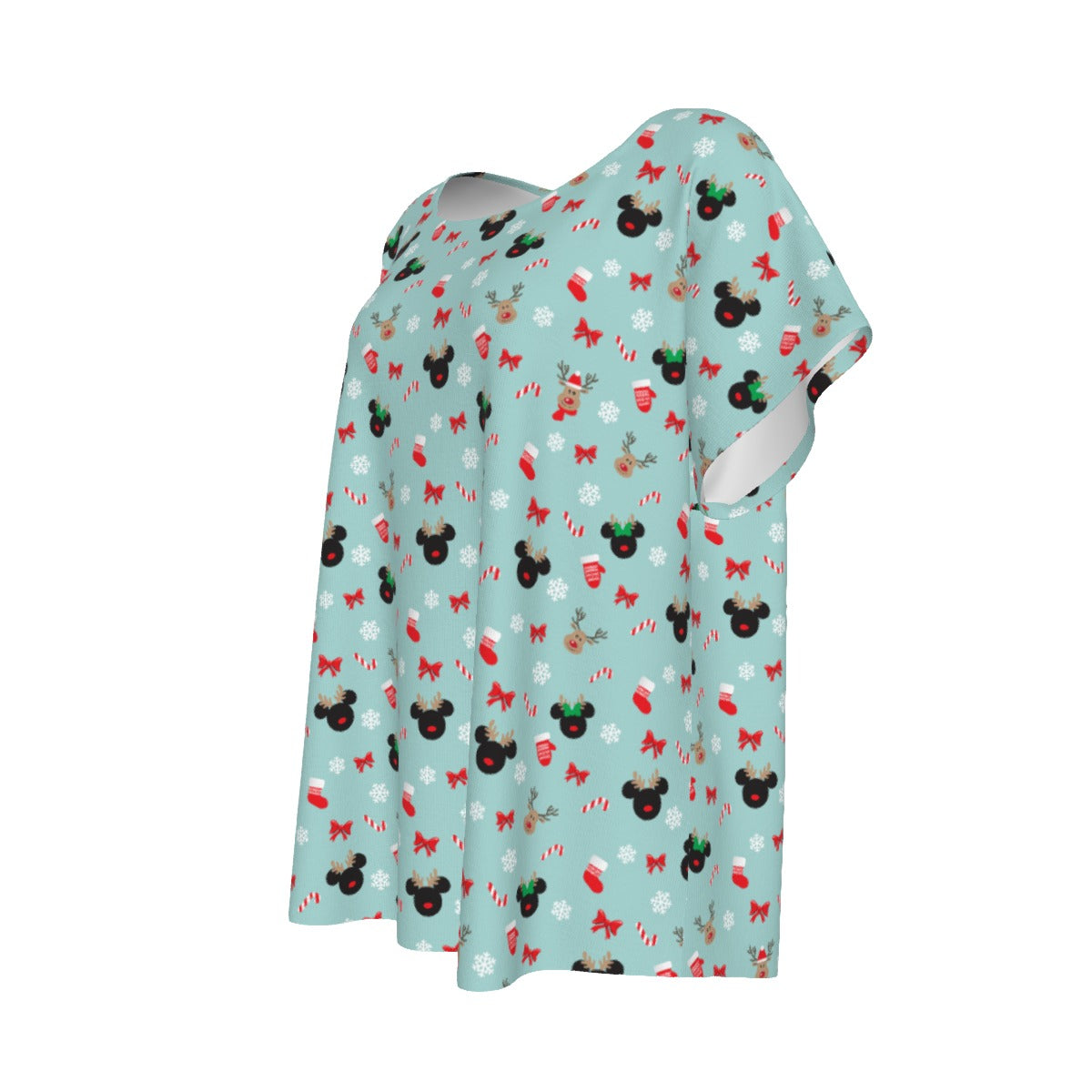 Festive Reindeer Mouse Holidayeers - Women’s Relaxed Fit Scoop Tee
