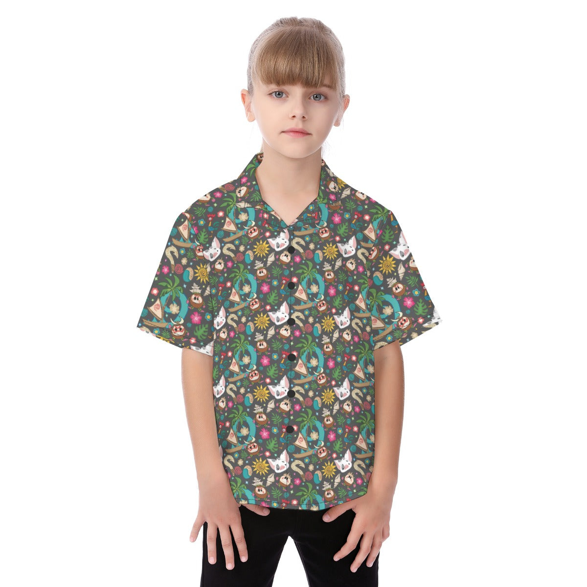 Polynesian Princess Icons - Kid's Hawaiian Button Up Shirt