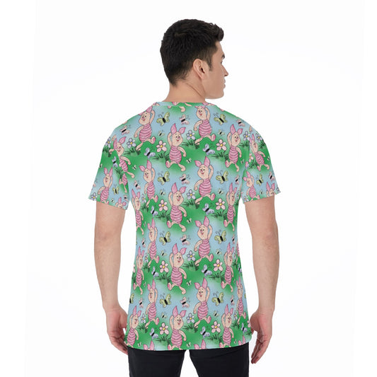 Sketched Shy Friend and Butterflies - Men's Short Sleeve T-Shirt