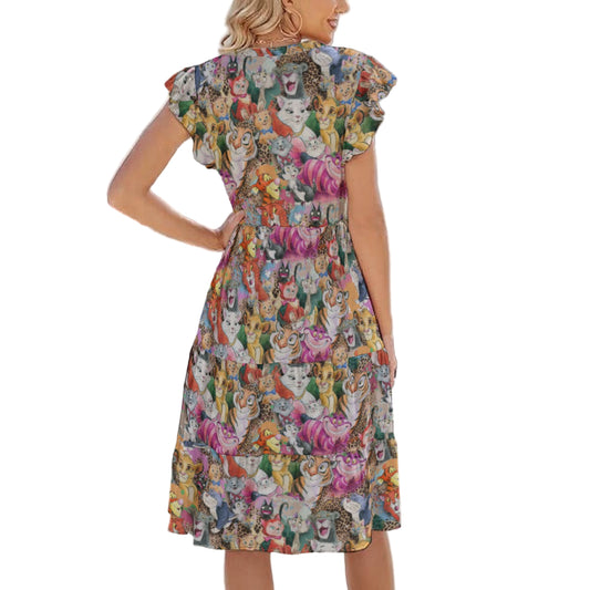 Whimsical Storybook Cats - Women's Tiered Pocket Midi Dress