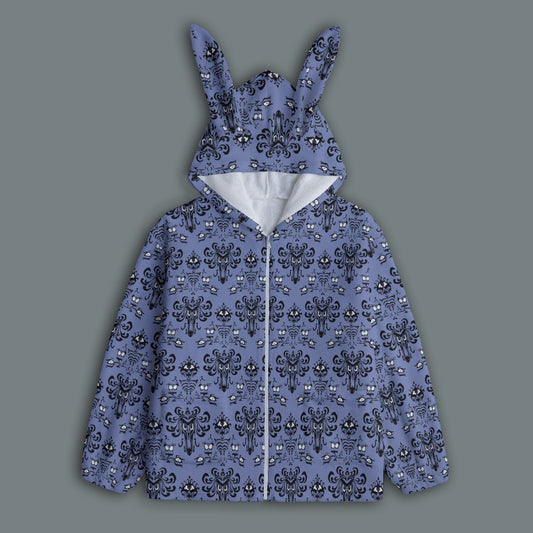 Spooky Mansion Wallpaper - Women's Plush Fleece Lounge Hoodie