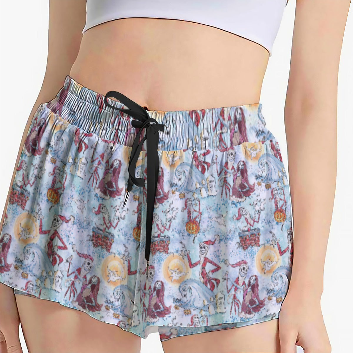 Santa Jack with Sally & Ghost DogZero - Women's Flowy Pocket Shorts