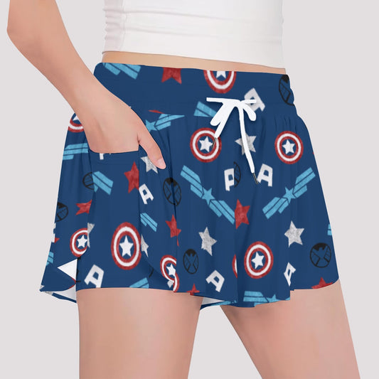 American Superhero - Girls’ Flowy Pocket Shorts