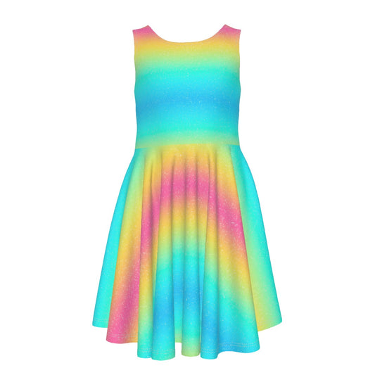 Rainbow Ombre - Kid's Sleeveless Skater Dress