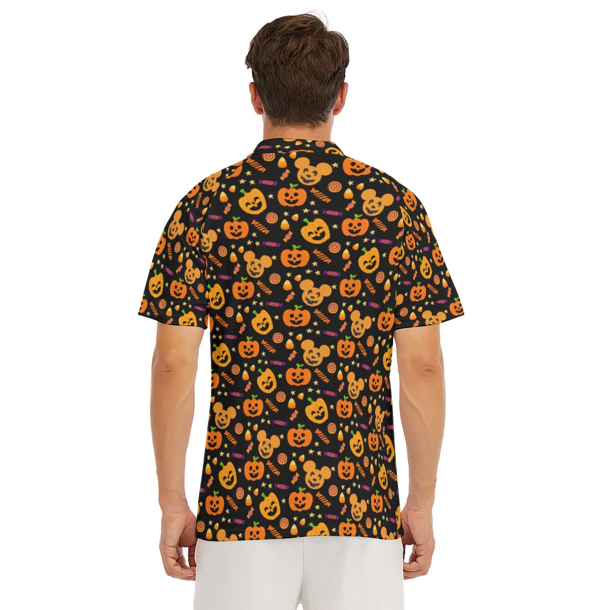 Cheerful Pumpkin Mouse Halloween - Men's Polo Shirt