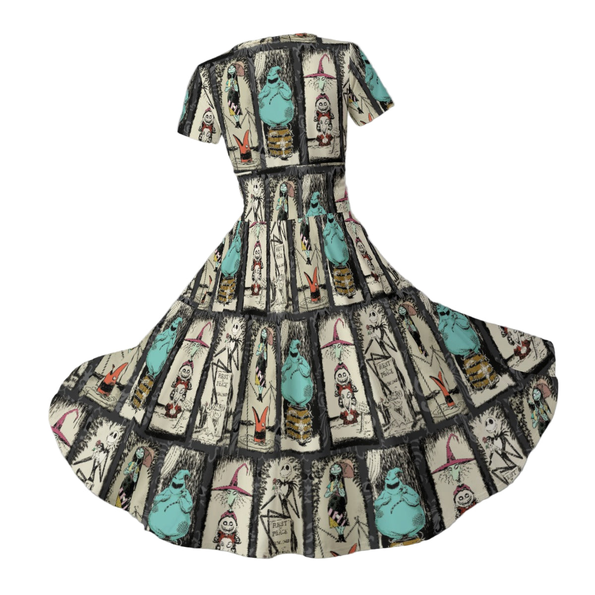 Stretching Haunted Nightmare  - Women's V-Neck Ruched Midi Dress