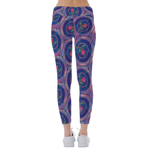 Enchanted Rose Stained Glass - Women's Yoga Leggings