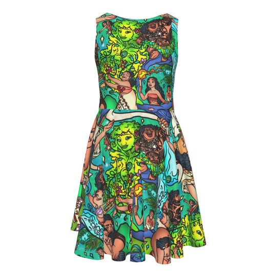 Ocean Voyager Storybook Scenes - Kid's Sleeveless Skater Dress