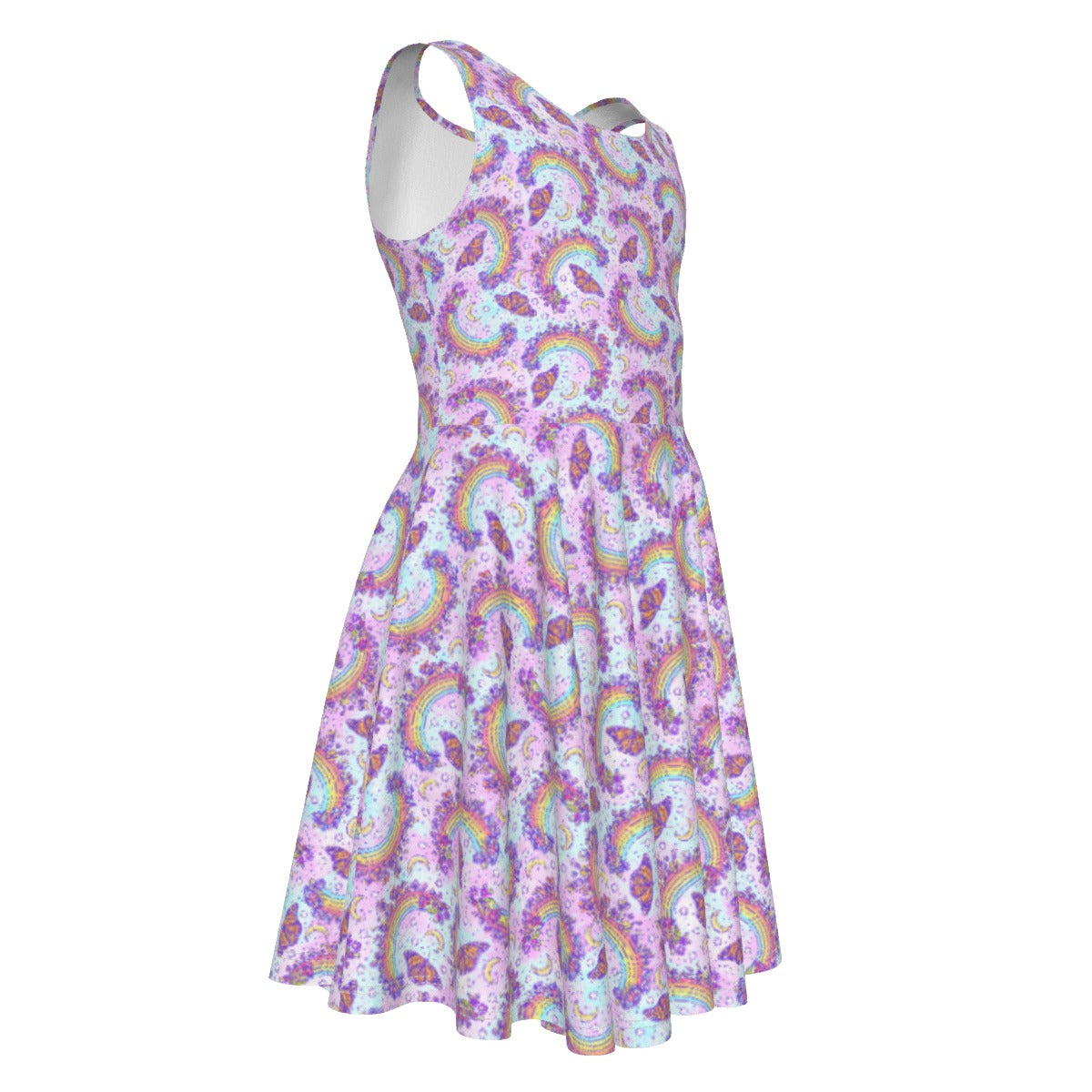 Monarch Butterflies & Rainbows - Kid's Sleeveless Skater Dress