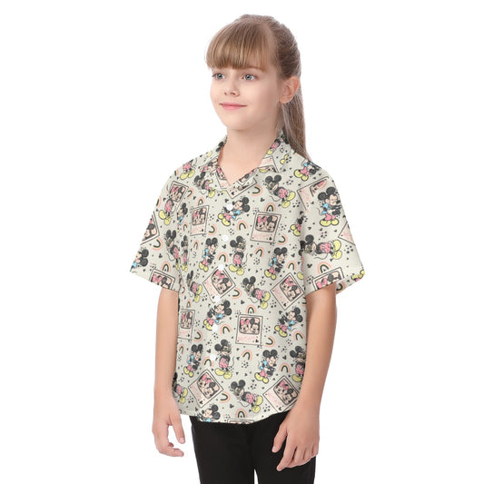 Retro Camera Mouse - Kid's Hawaiian Button Up Shirt