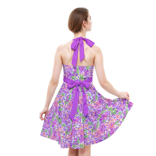 Tropical Splash Vibes - Iconic Crewends - Women's Halter Vintage Pocket Dress