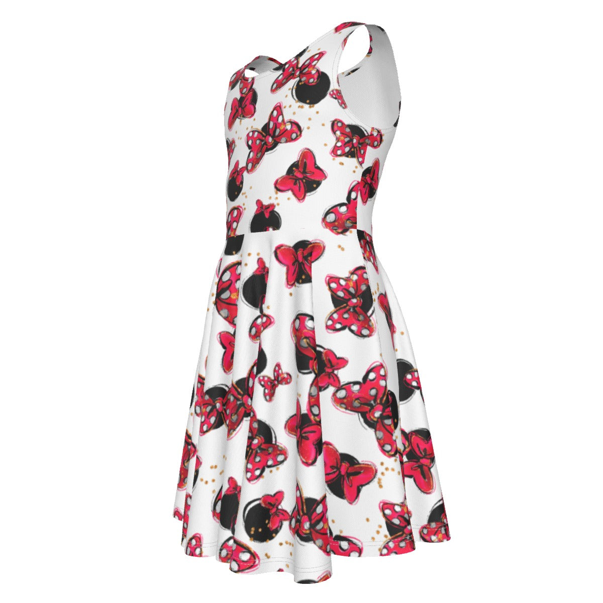 Polka Dot Bows & Mouse Ears- Kid's Sleeveless Skater Dress