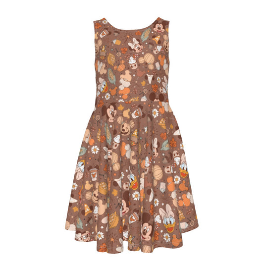 Pumpkin Spice Friends FallFall - Kid's Sleeveless Skater Dress