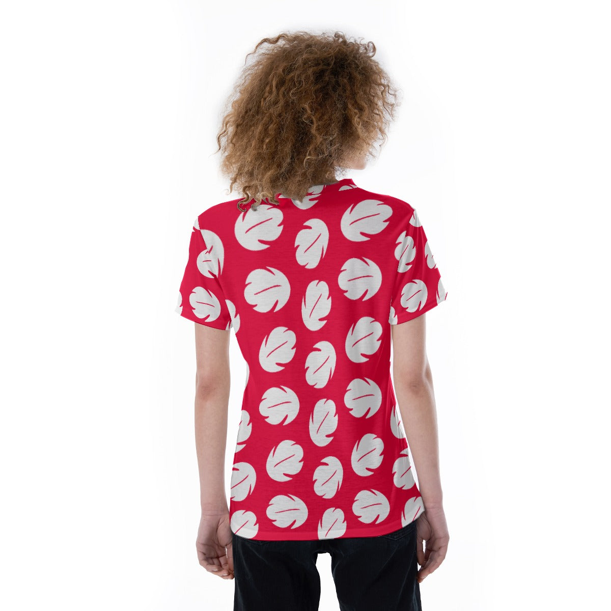 Island Leaf Print - Women's Short Sleeve V-Neck T-Shirt