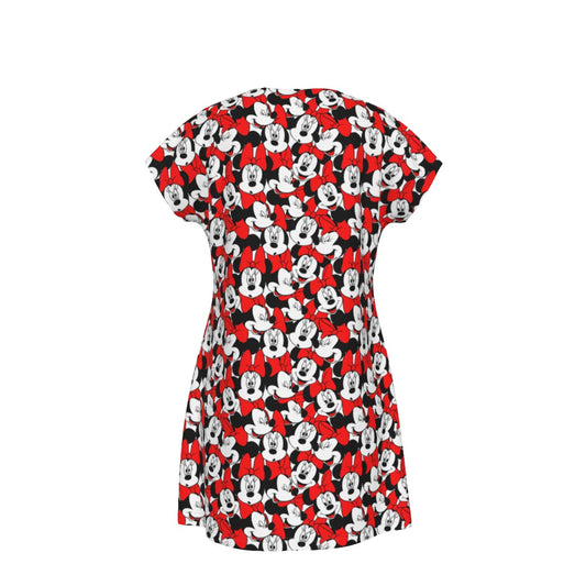 Many Faces of Polka Dot Mouse - Women's T-Shirt Dress