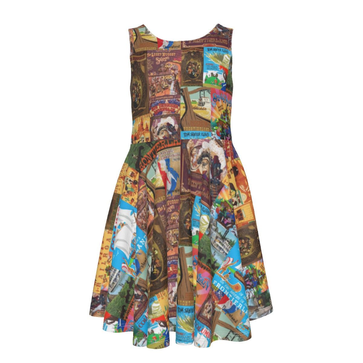 Vintage Frontier Ride Posters- Kid's Sleeveless Skater Dress