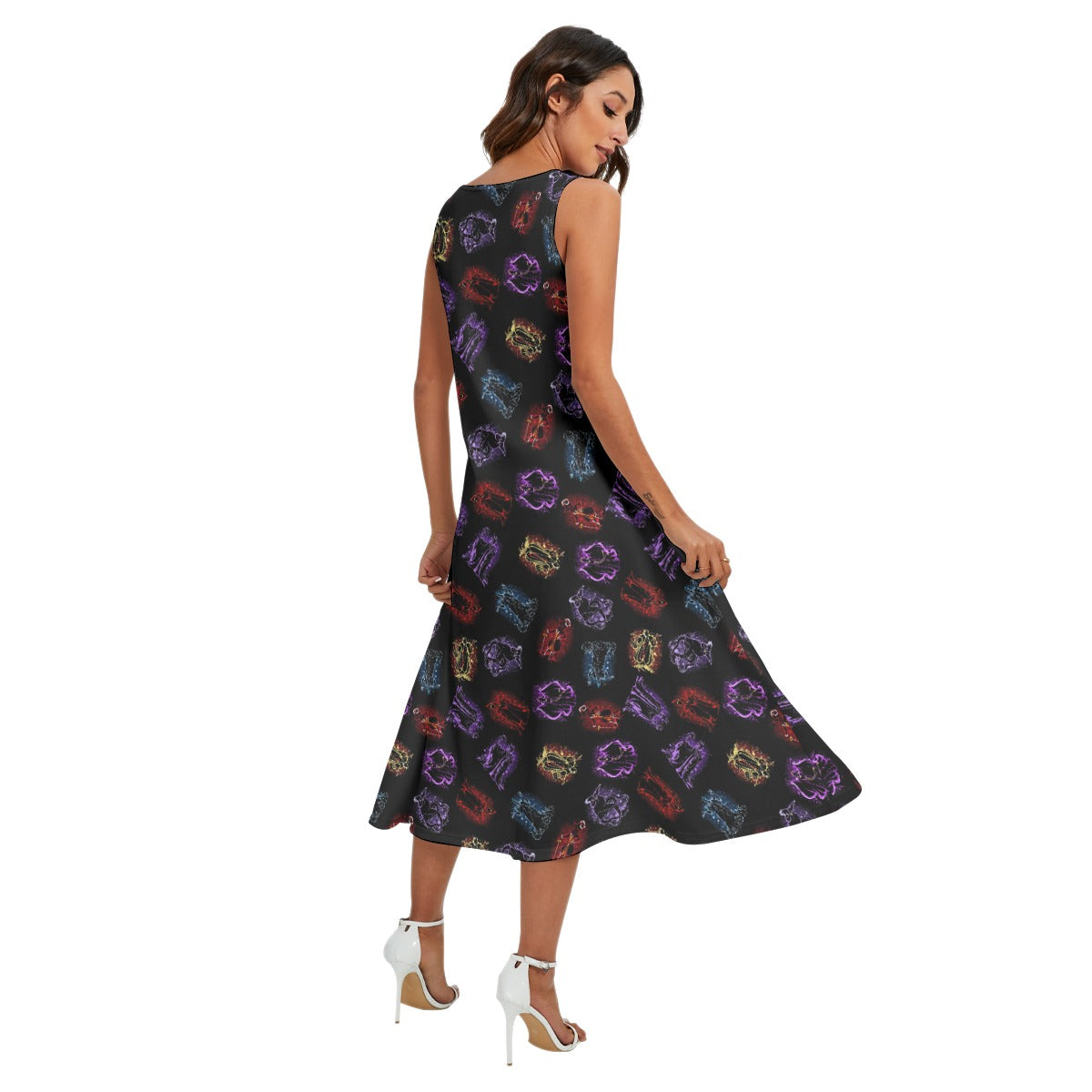 Villain Silhouettes Sparkle - Women’s Diagonal Pocket Midi Dress