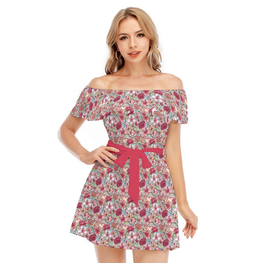 Fairytale Florals – Island Princess - Women's Off-shoulder Ruffle Dress