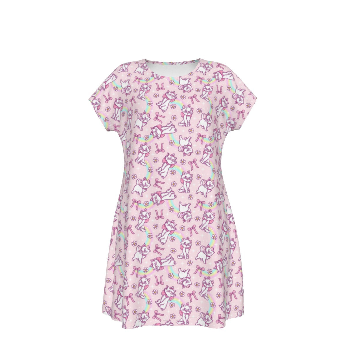 Rainbow Bow Kitty - Women's T-Shirt Dress