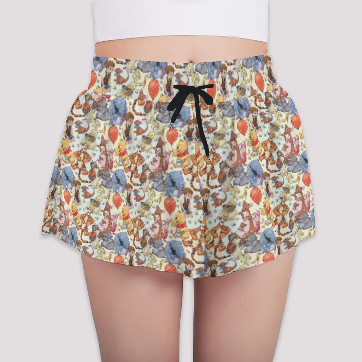 Woodland Friends Sketchched - Girls’ Flowy Pocket Shorts