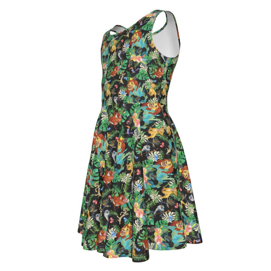 Watercolor Jungle Pride- Kid's Sleeveless Skater Dress