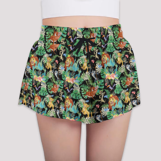 Watercolor Jungle Pride - Girls’ Flowy Pocket Shorts
