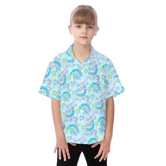 Sun-Kissed Snow Friend - Kid's Hawaiian Button Up Shirt