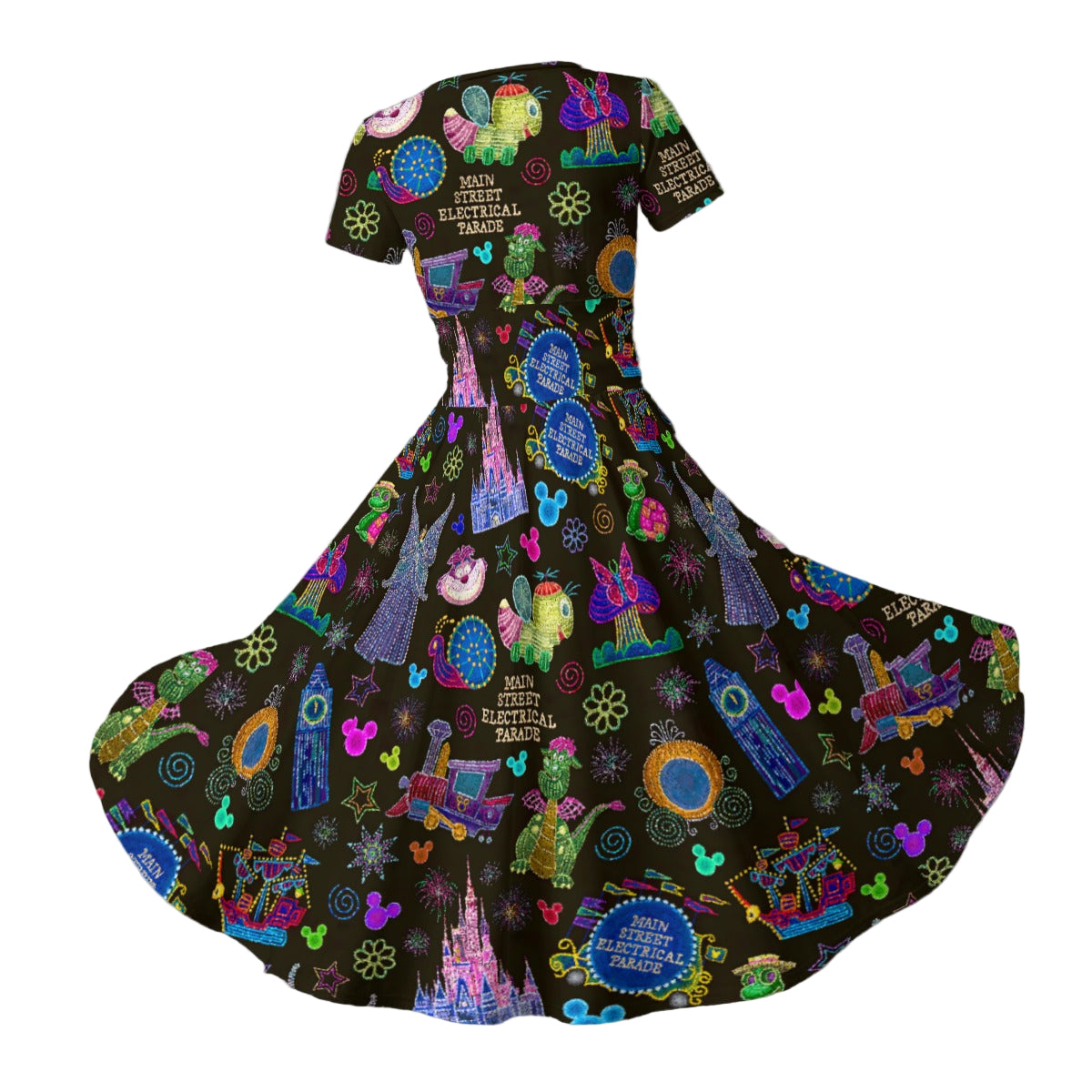 Main Street Neon Parade - Women's V-Neck Ruched Midi Dress