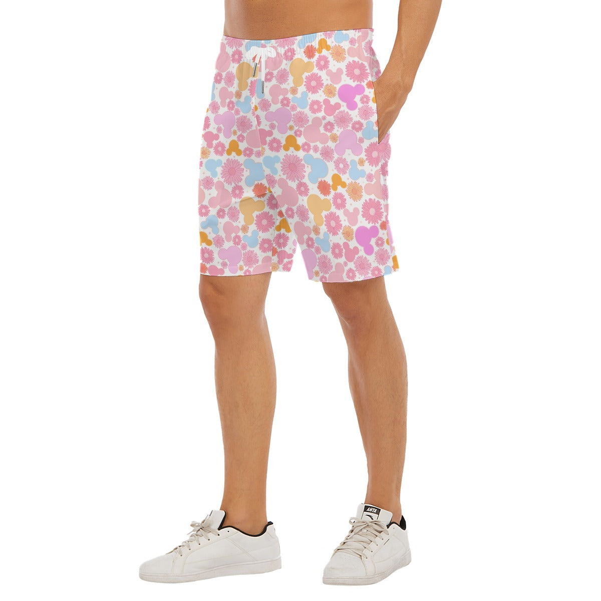 Retro Floral Mouse - Men’s Pocket Beach Shorts