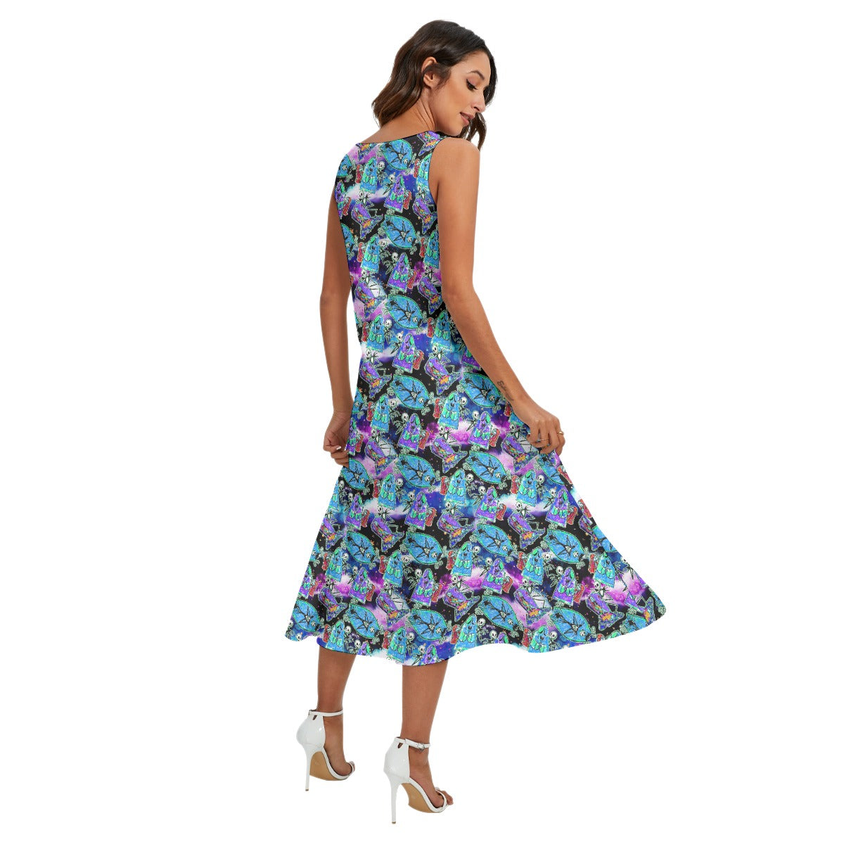 Haunting Romance Sketch - Women’s Diagonal Pocket Midi Dress