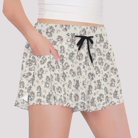 Bouncy Bunny Bliss - Girls’ Flowy Pocket Shorts