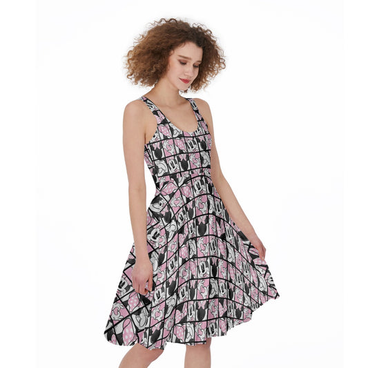Mouse Bow Block Party - Pocket Midi Skater Dress
