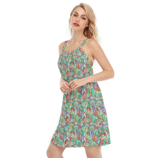 Tattoo Hearts Space Cowboys & Friends - Women’s Adjustable Sundress