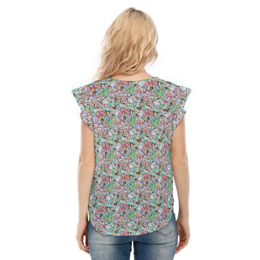 Tattoo Hearts Spooky Crew - Women’s Flutter Sleeve Top
